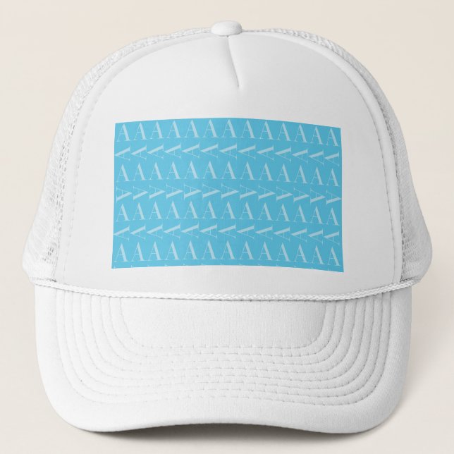 Gorra De Camionero Monograma Letra inicial A, Aqua Blue (Anverso)