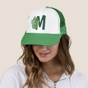 Gorra De Camionero Monograma M de hojas tropicales verdes