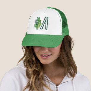 Gorra De Camionero Monograma M de hojas tropicales verdes