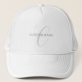Gorra De Camionero Monograma moderno elegante | Gris y blanco (editab