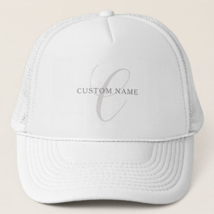 Gorra De Camionero Monograma moderno elegante   Gris y blanco (editab