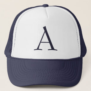 Gorra De Camionero Monograma moderno elegante y azul inicial