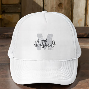 Gorra De Camionero Monograma Moderno Guay Grunge Añadir su nombre