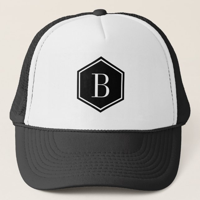 Gorra De Camionero Monograma Ooctagón Geométrico Negro (Anverso)