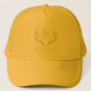 Gorra De Camionero Monograma personalizado con Antler de venado blanc