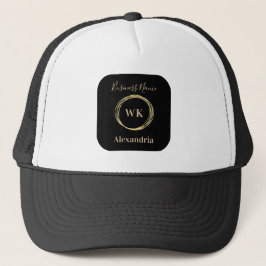 Gorra De Camionero Monograma personalizado Nombre de empleado de oro 