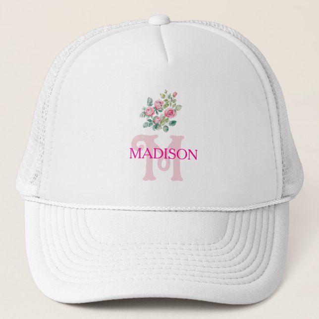 Gorra De Camionero Monograma rosa caliente (Anverso)