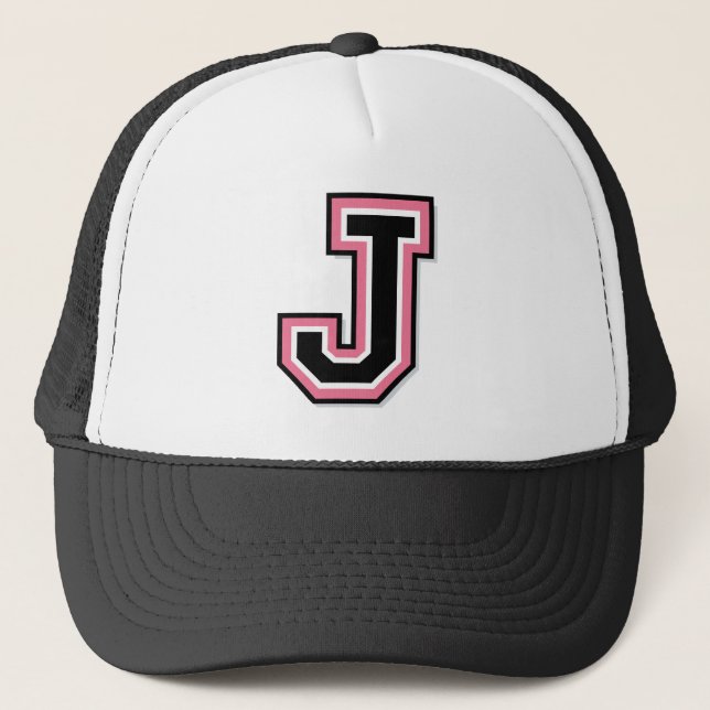 Gorra De Camionero Monograma rosa "J" (Anverso)