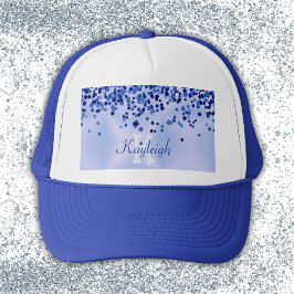 Gorra De Camionero Monograma simple cepillado azul Metalizado y Purpu
