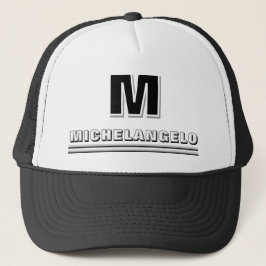 Gorra De Camionero Monograma y nombre personalizados modernos en blan
