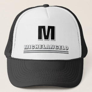 Gorra De Camionero Monograma y nombre personalizados modernos en blan