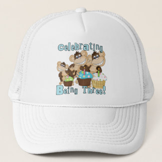 Gorra De Camionero Monos Fiestas Azules camisetas de tercer cumpleaño
