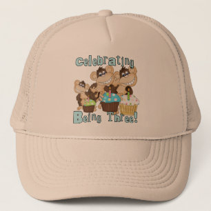 Gorra De Camionero Monos Fiestas Azules camisetas de tercer cumpleaño