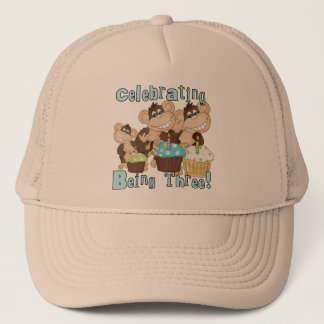 Gorra De Camionero Monos Fiestas Azules camisetas de tercer cumpleaño