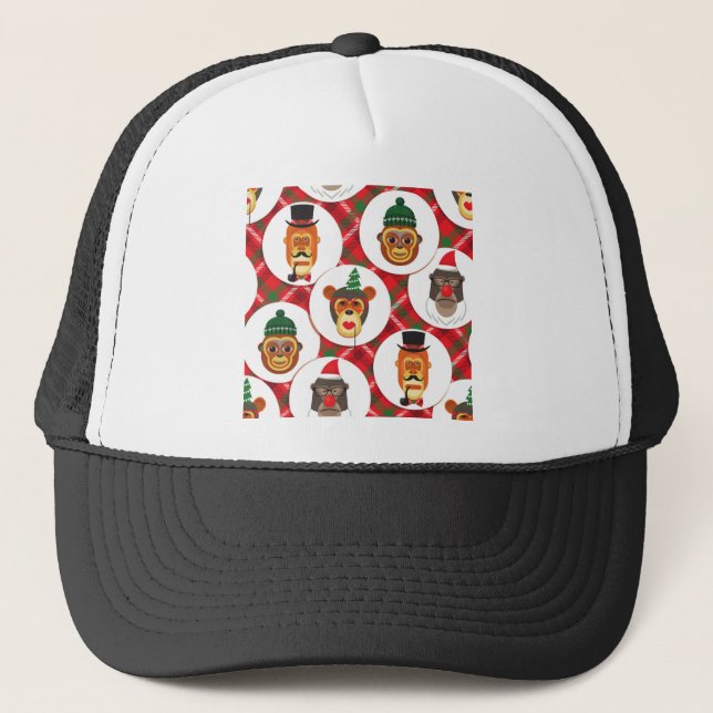 Gorra De Camionero Monos hipster navidades (Anverso)