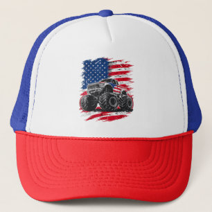 Gorra De Camionero Monster Truck Bandera de Estados Unidos