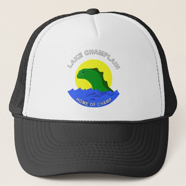 Gorra De Camionero Monstruo amistoso del lago Champlain del lago (Anverso)