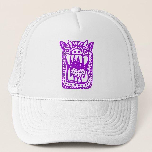 Gorra De Camionero Monstruo asustado - Púrpura (Anverso)