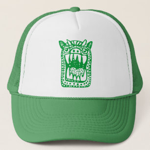 Gorra De Camionero Monstruo asustado - Verde