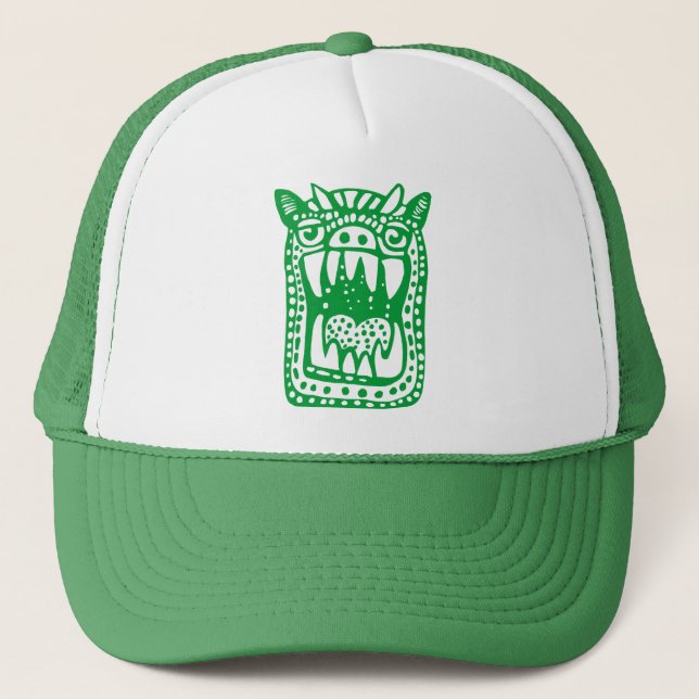 Gorra De Camionero Monstruo asustado - Verde (Anverso)