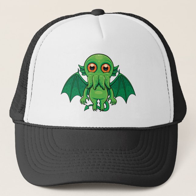 Gorra De Camionero Monstruo Cthulhu verde puro (Anverso)