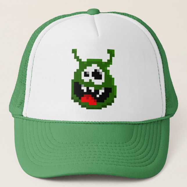Gorra De Camionero Monstruo verde - Arte de píxeles (Anverso)