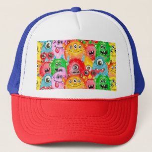 Gorra De Camionero Monstruos divertidos, Patrón de color de agua sin