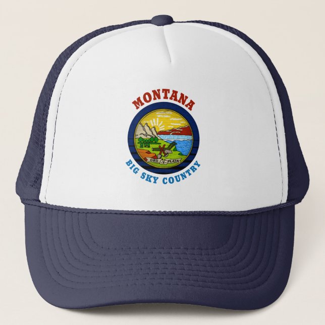 GORRA DE CAMIONERO MONTANA GRAN SKY STATE FLAG TRUCKER HAT (Anverso)