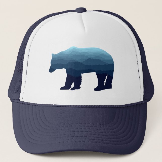 Gorra De Camionero Montañas del bosque azul del oso (Anverso)