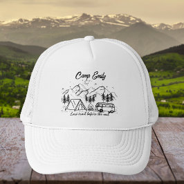 Gorra De Camionero Montañas minimalistas Campamento Bride Bachelorett