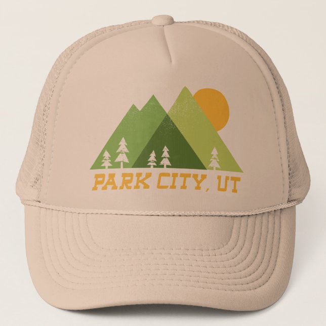 Gorra De Camionero montañas modernas de Park City Utah (Anverso)