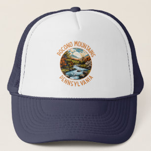 Gorra De Camionero Montañas Pocono Pennsylvania Sunset Retro Art