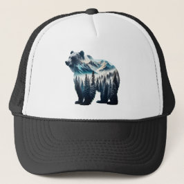Gorra De Camionero Montañas y bosques de oso pardo
