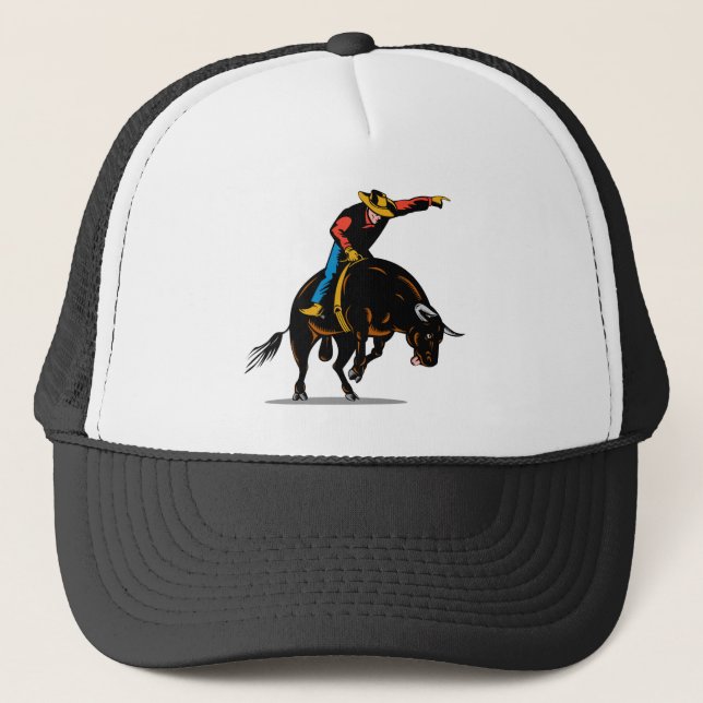Gorra De Camionero Montar a caballo del toro del vaquero del rodeo (Anverso)