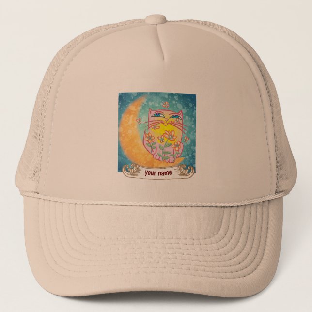 Gorra De Camionero Moon Flowers cat (Anverso)