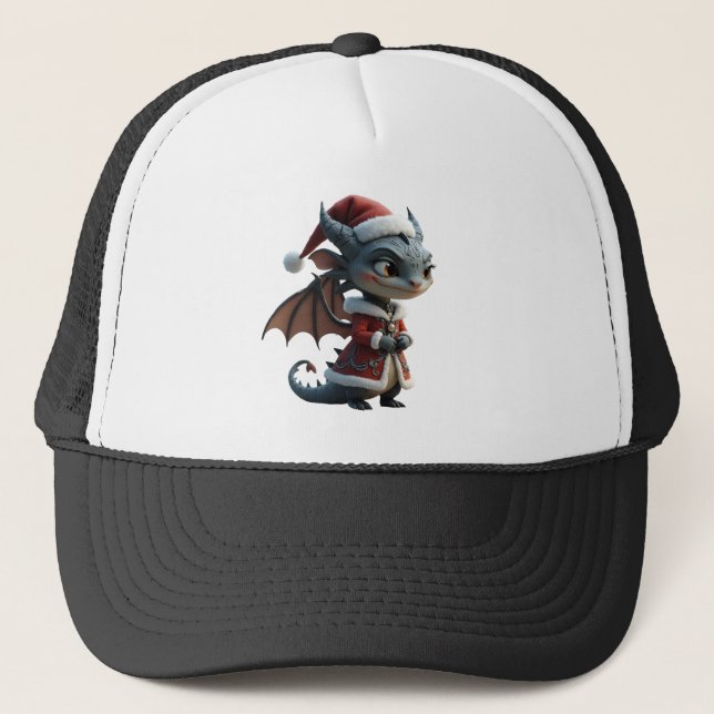 Gorra De Camionero Moonlit Cookie Bandit – The Grey Christmas Dragon. (Anverso)