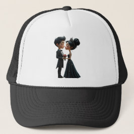 Gorra De Camionero Moonlit Vows – A Cute Gothic Wedding Moment. 