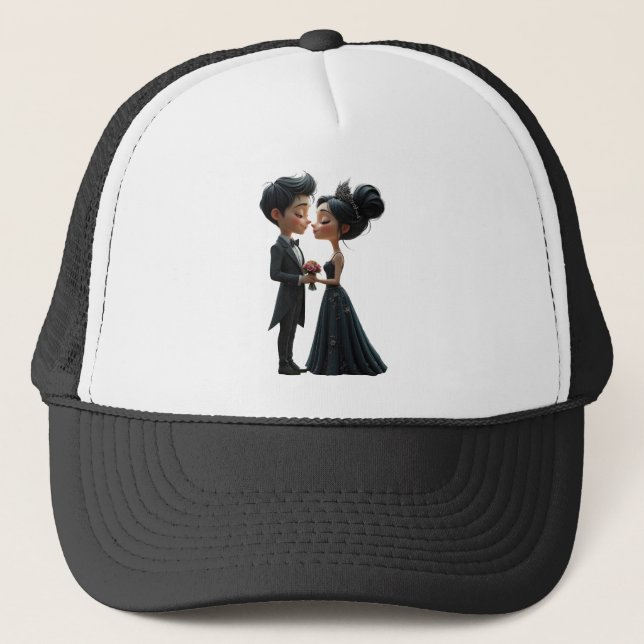Gorra De Camionero Moonlit Vows – A Cute Gothic Wedding Moment.  (Anverso)