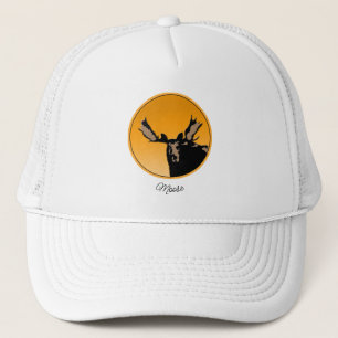 Gorra De Camionero Moose al atardecer - Original Wildlife Art