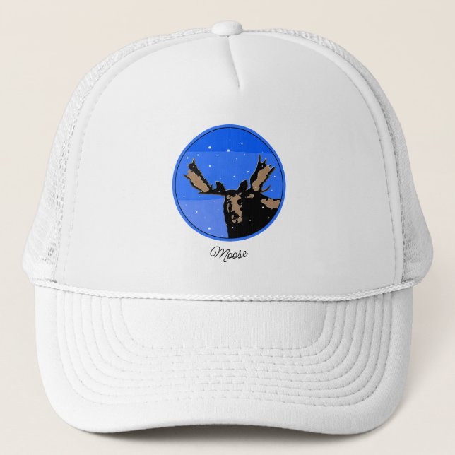 Gorra De Camionero Moose in Winter - Original Wildlife Art (Anverso)