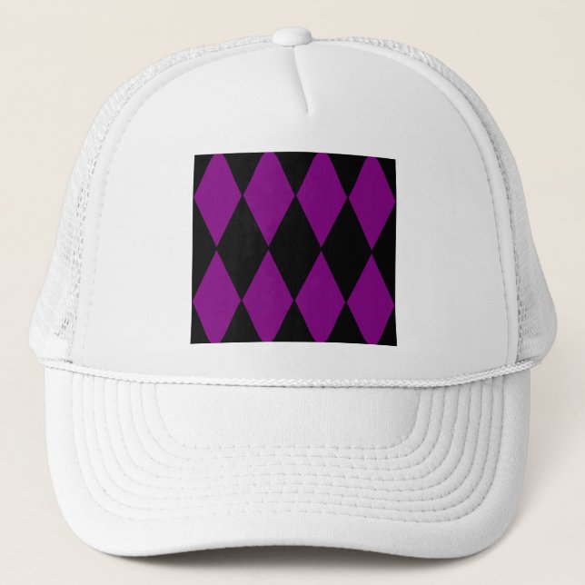 Gorra De Camionero morado negro arlequín (Anverso)