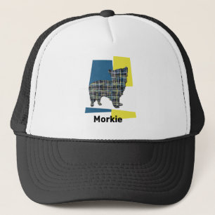 Gorra De Camionero Morkie Dog Cute Silhouette Tricolor Grid