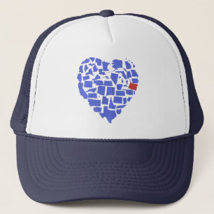 Gorra De Camionero Mosaico azul del corazón de los estados americano