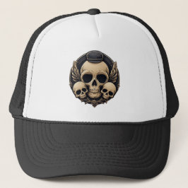 Gorra De Camionero Motif de cráneo en una paleta monocroma