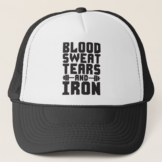 Gorra De Camionero Motivación del entrenamiento - Sangre, sudor, lágr (Anverso)