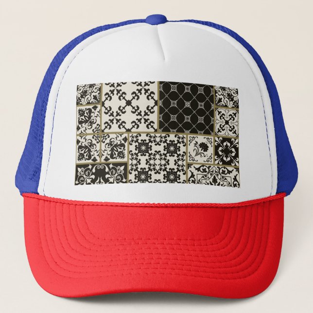 Gorra De Camionero Motivos islámicos azules de mallica. (Anverso)