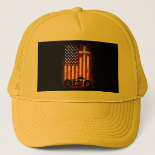 Gorra De Camionero Motocicleta vintage Bandera de Estados Unidos Fe c