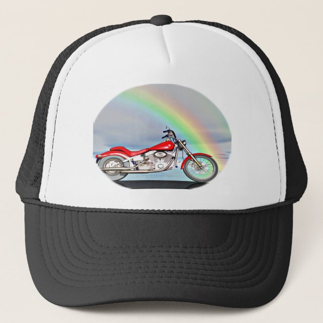 Gorra De Camionero Motocicleta y arco iris (Anverso)