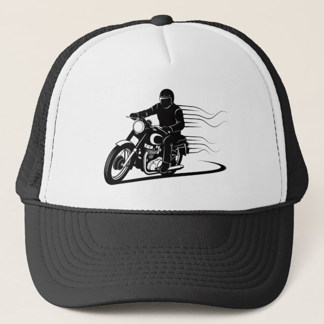 Gorra De Camionero Motorcycle Rider Silhouette – Speed, Freedom & Sty (Anverso)