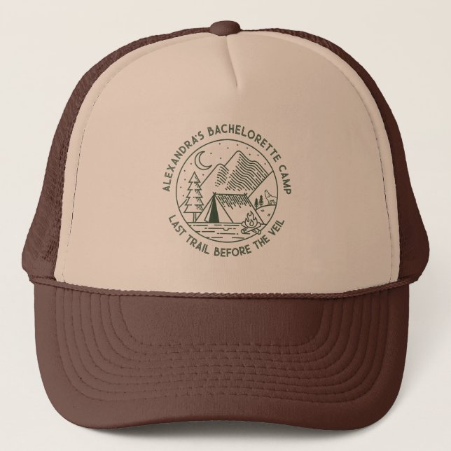 Gorra De Camionero Mountain Camping Weekend Bachelorette Party (Anverso)
